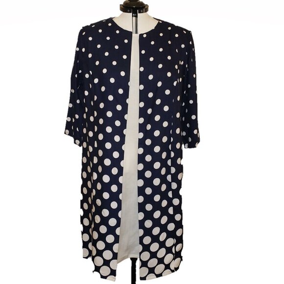 Especially Yours Womens Blue & White Polka Dot Jacket Dress, Plus Size, XL - Picture 1 of 13